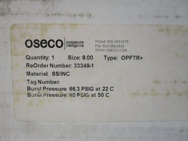 OSECO OPFTR+ 66.3/65PSI 22/50'C 8.00" NSMP
