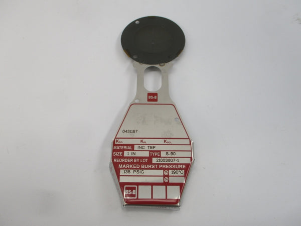 BS&B SAFETY SYSTEMS 0431187 S-90 138PSI 190'C 1" NSMP