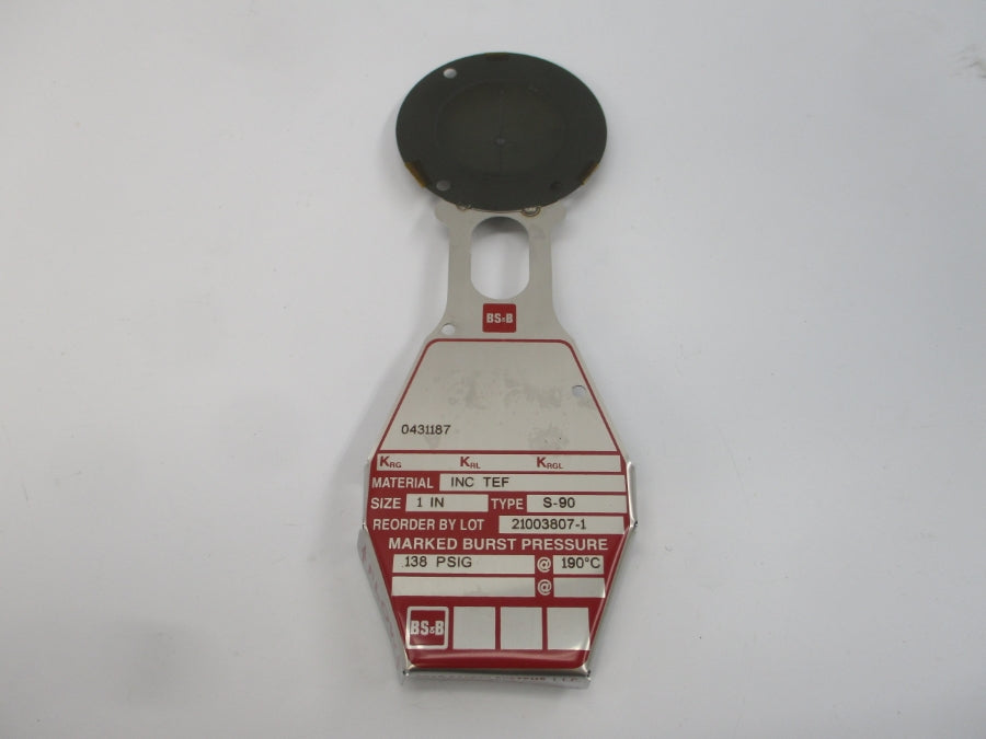 BS&B SAFETY SYSTEMS 0431187 S-90 138PSI 190'C 1" NSMP