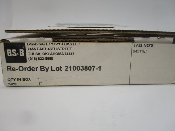 BS&B SAFETY SYSTEMS 0431187 S-90 138PSI 190'C 1" NSMP