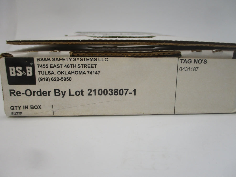 BS&B SAFETY SYSTEMS 0431187 S-90 138PSI 190'C 1" NSMP