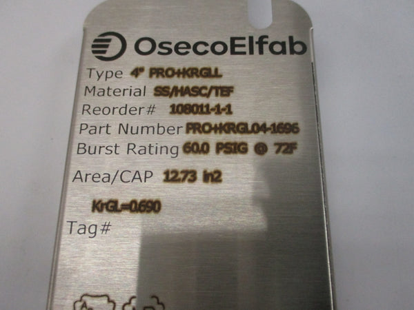 OSECO ELFAB PRO+KRGL04-1696 PRO+KRGLL 60PSI 72'F 4" NSMP