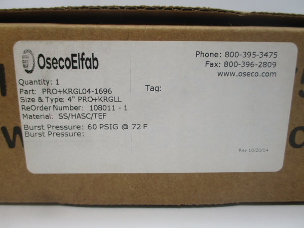 OSECO ELFAB PRO+KRGL04-1696 PRO+KRGLL 60PSI 72'F 4" NSMP