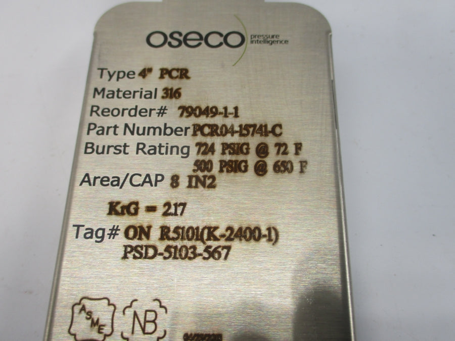 OSECO PCR04-15741-C PCR 724.00/500PSI 72.00/650'F 4" NSMP