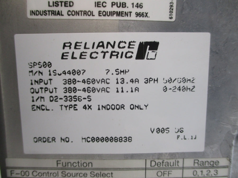 RELIANCE ELECTRIC 1SU44007 SPS00 380-460VAC 13.4A (AS PICTURED) UNMP