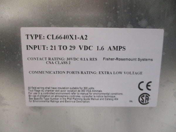 FISHER-ROSEMOUNT CL6640X1-A2 12P0503X162 21-29VDC 1.6A REV. L UNMP