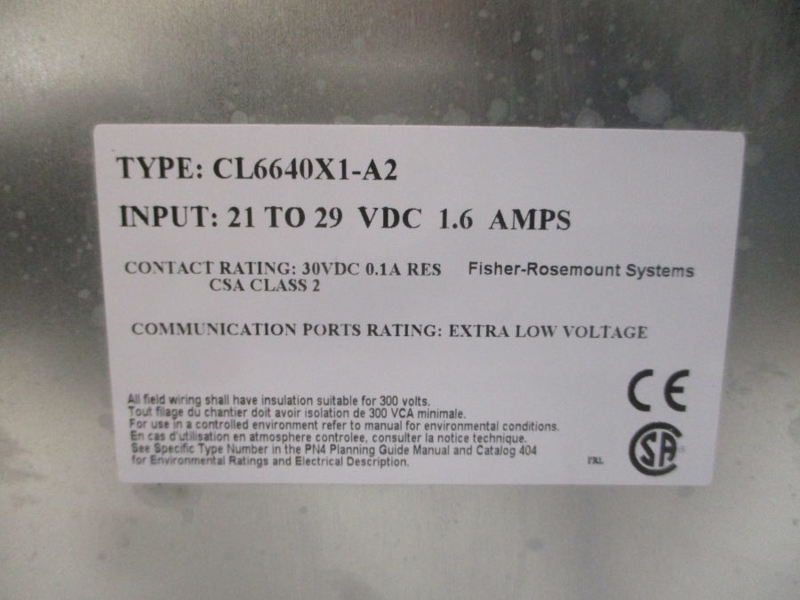 FISHER-ROSEMOUNT CL6640X1-A2 12P0503X162 21-29VDC 1.6A REV. L UNMP