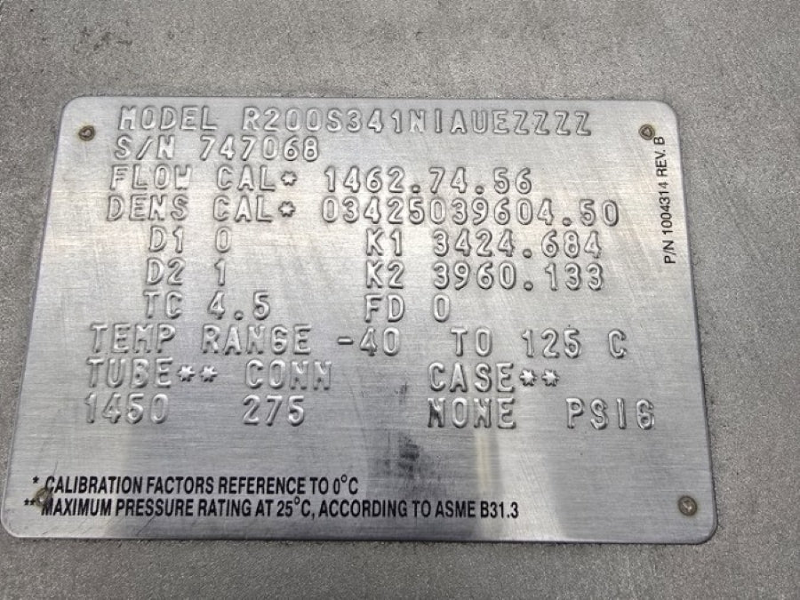 MICRO MOTION R200S341NIAUEZZZZ 275PSI REV. B NSNP