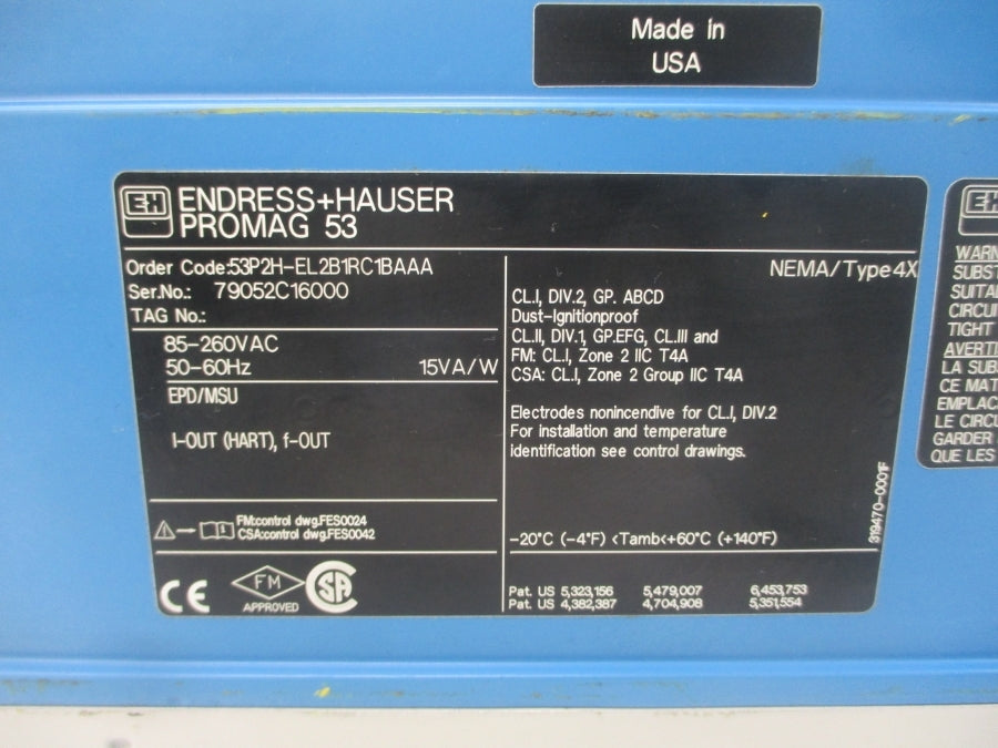 ENDRESS+HAUSER 53P2H-EL2B1RC1BAAA 85-260VAC NSNP