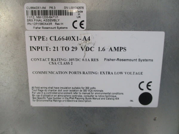 FISHER-ROSEMOUNT CL6640X1-A4 12P1580X43R F/W P6.3 21-29VDC 1.6A REV. H UNMP
