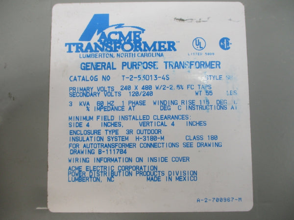 ACME T-2-53013-4S 240/480V NSNP