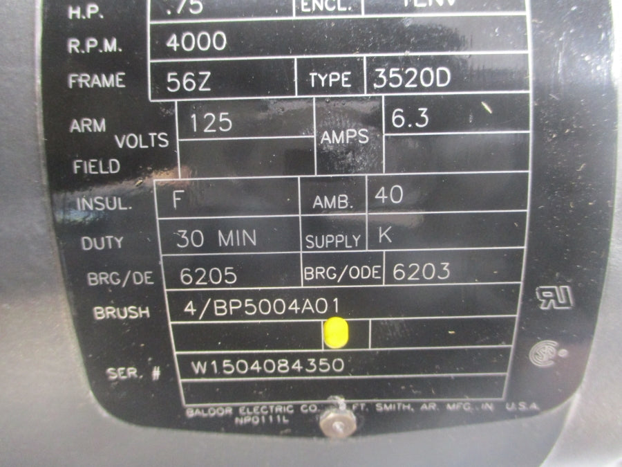 BALDOR 35P775Z526 125V 6.3A NSNP