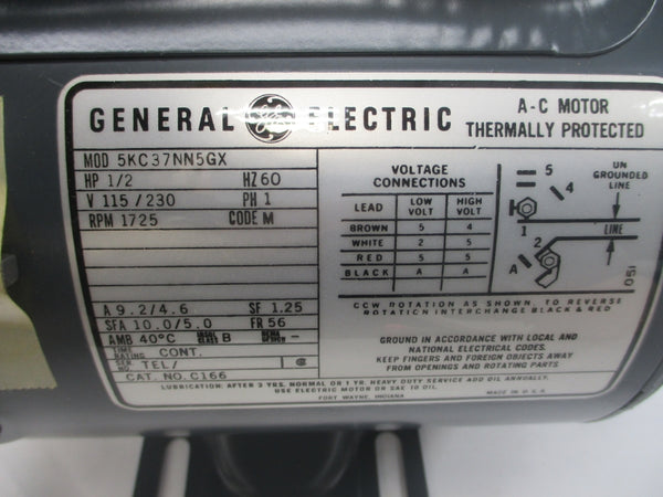 GENERAL ELECTRIC 5KC37NN5GX 115/230V 9.2/4.6A NSNP
