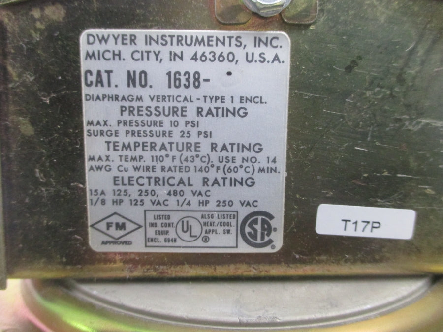 DWYER 1638 480VAC 15A 10/25PSI NSNP