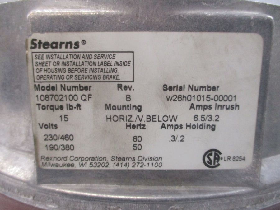 STEARNS 108702100QF 460V .2A REV. B NSNP