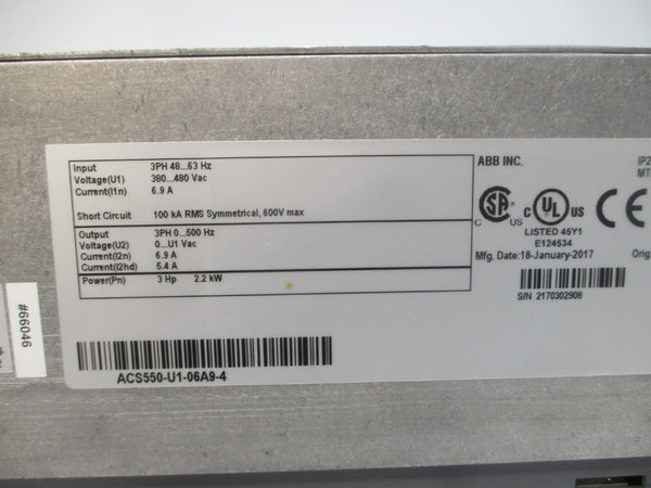 ABB ACS550-U1-06A9-4 380-480VAC 6.9A UNMP