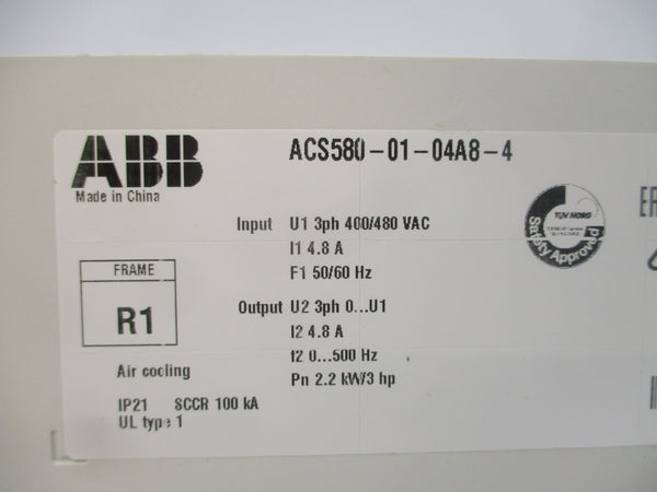 ABB ACS580-01-04A8-4 400/480VAC 4.8A (AS PICTURED) NSNP
