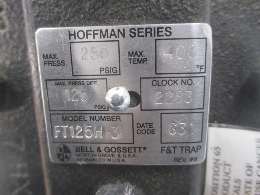 BELL & GOSSETT FT125H-3 499015 125PSI REV. 9 3/4" NSMP