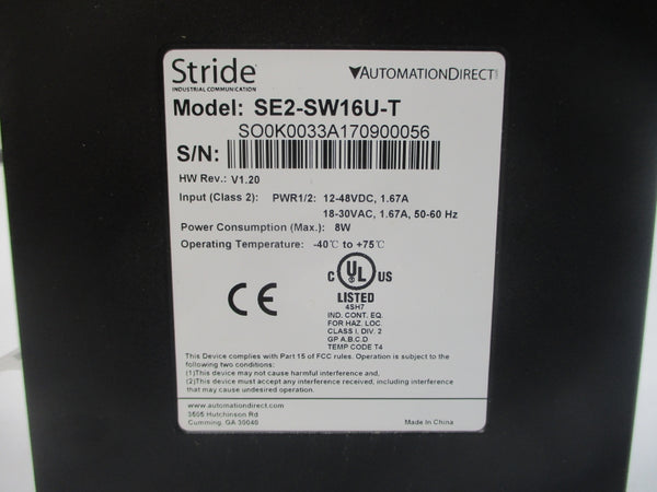 STRIDE AUTOMATION DIRECT SE2-SW16U-T 12-48VDC 1.67A REV. V1.20 NSMP