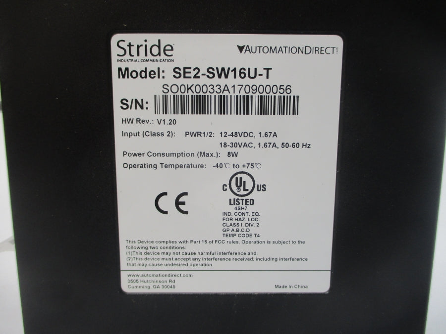 STRIDE AUTOMATION DIRECT SE2-SW16U-T 12-48VDC 1.67A REV. V1.20 NSMP
