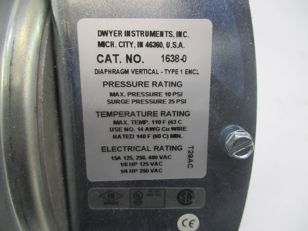 DWYER 1638-0 480VAC 15A 10PSI UNMP