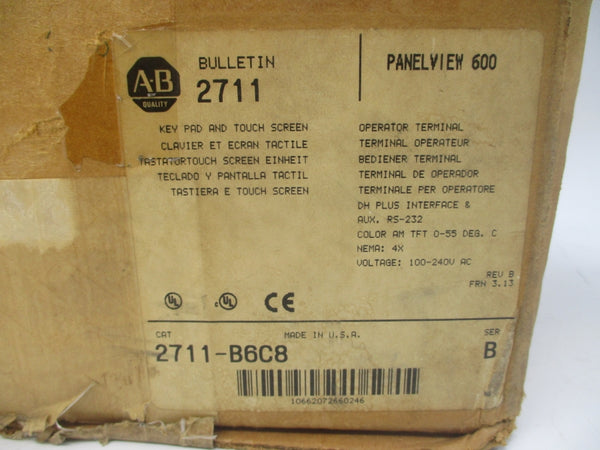 INDUSTRIAL SPARE PART 2711-B6C8 SER. B F/W 3.13 100-240VAC 0.6-0.35A REV. B NSMP