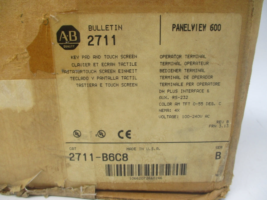 INDUSTRIAL SPARE PART 2711-B6C8 SER. B F/W 3.13 100-240VAC 0.6-0.35A REV. B NSMP
