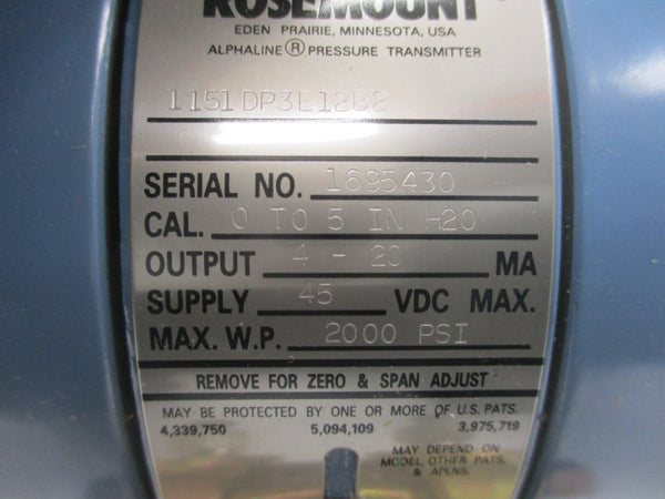 ROSEMOUNT 1151DP3E12B2 45VDC 2000PSI NSMP