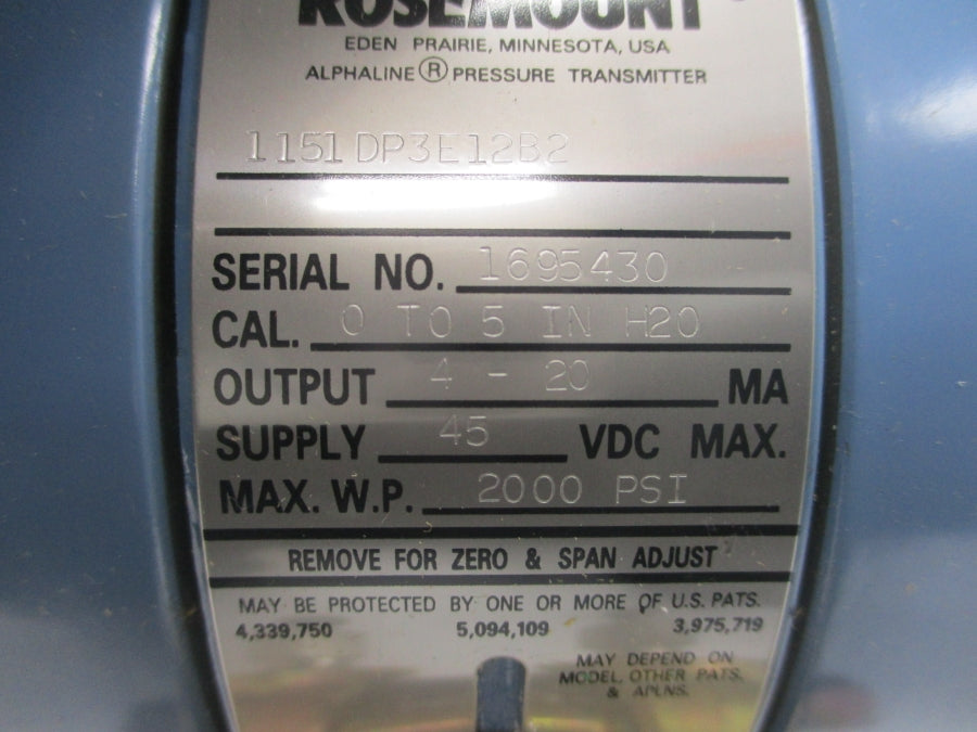 ROSEMOUNT 1151DP3E12B2 45VDC 2000PSI NSMP