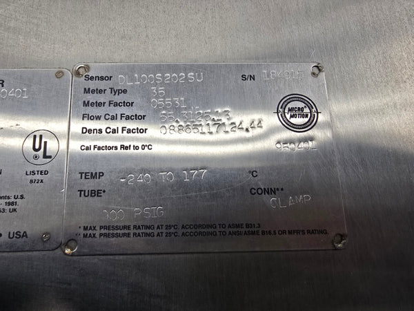 MICRO MOTION DL100S202SU 5V 900PSI NSNP