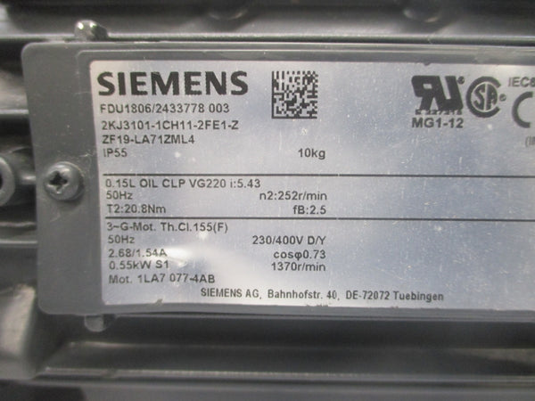 SIEMENS 2KJ3101-1CH11-2FE1-Z 230/400-460V 2.68/1.54A NSNP