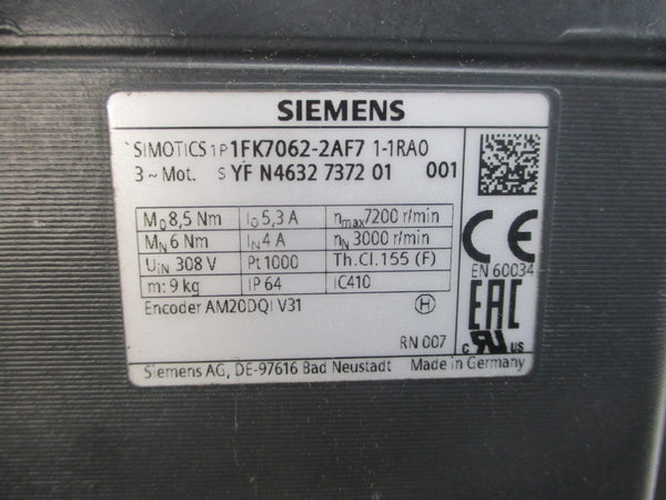 SIEMENS 1FK7062-2AF71-1RA0 308V 5.3/4A NSNP