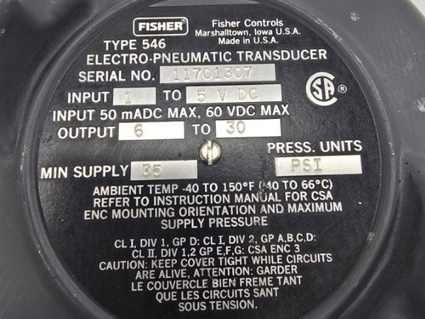 FISHER 546 1-5VDC 35PSI UNMP