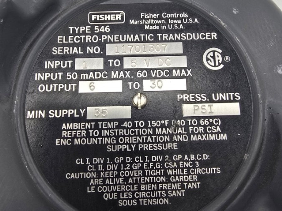 FISHER 546 1-5VDC 35PSI UNMP