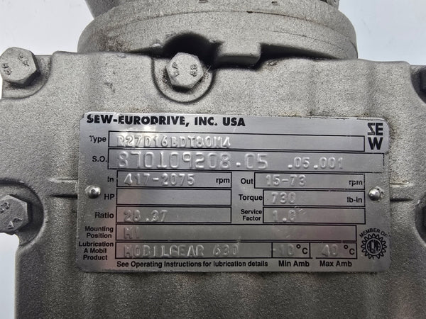SEW-EURODRIVE DF16BDT80N4 230/460V 3.70/1.85A NSNP