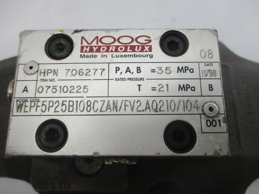 MOOG WEPF5P25B108CZAN/FV2.AQ210/104 07510225 12V UNMP