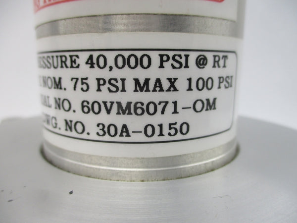 AUTOCLAVE ENGINEERS 30A-0150 60VM6071-OM 60000PSI 1/4" UNMP