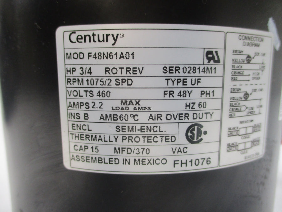 CENTURY F48N61A01 460V 2.2A NSNP