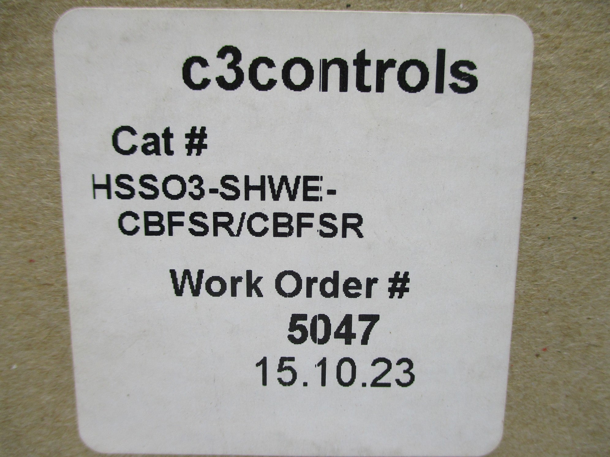 C3CONTROLS HSSO3-SHWE-CBFSR/CBFSR NSMP