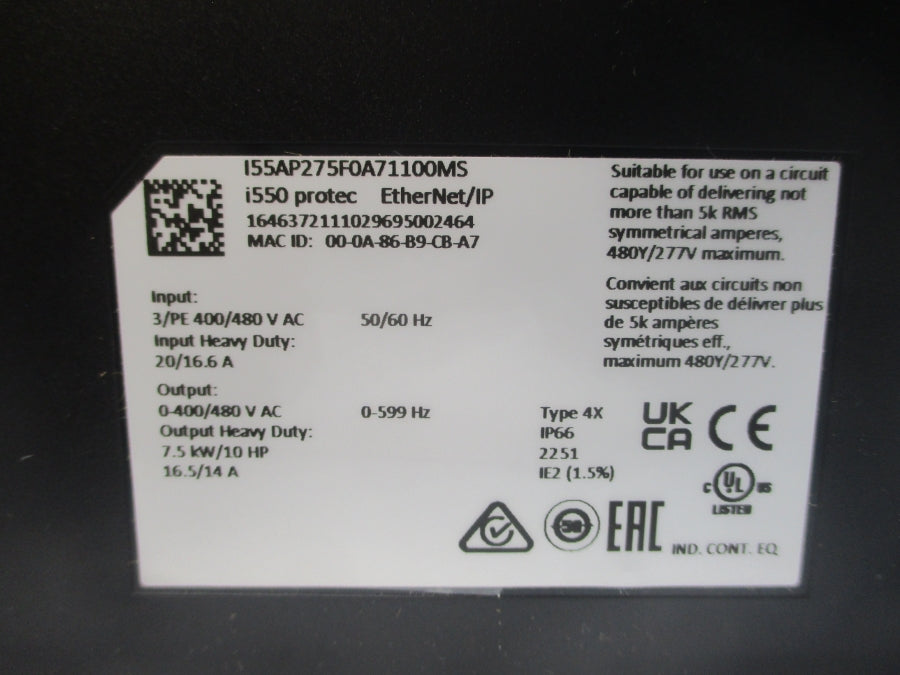 LENZE I55AP275F0A71100MS 400/480VAC 20/16.6A NSMP