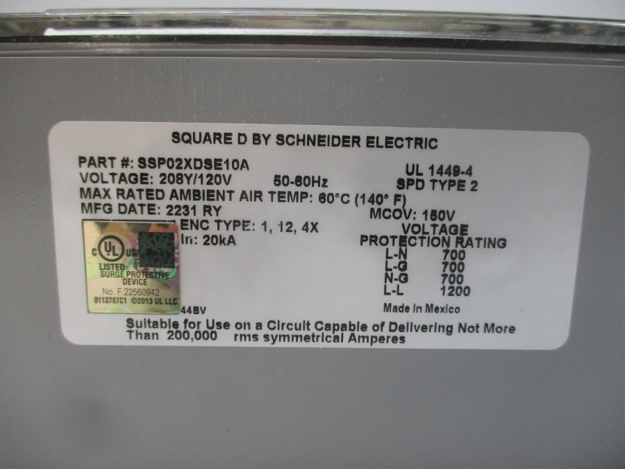 SQUARE D SSP02XDSE10A SER. 000 120V REV. 00 NSMP