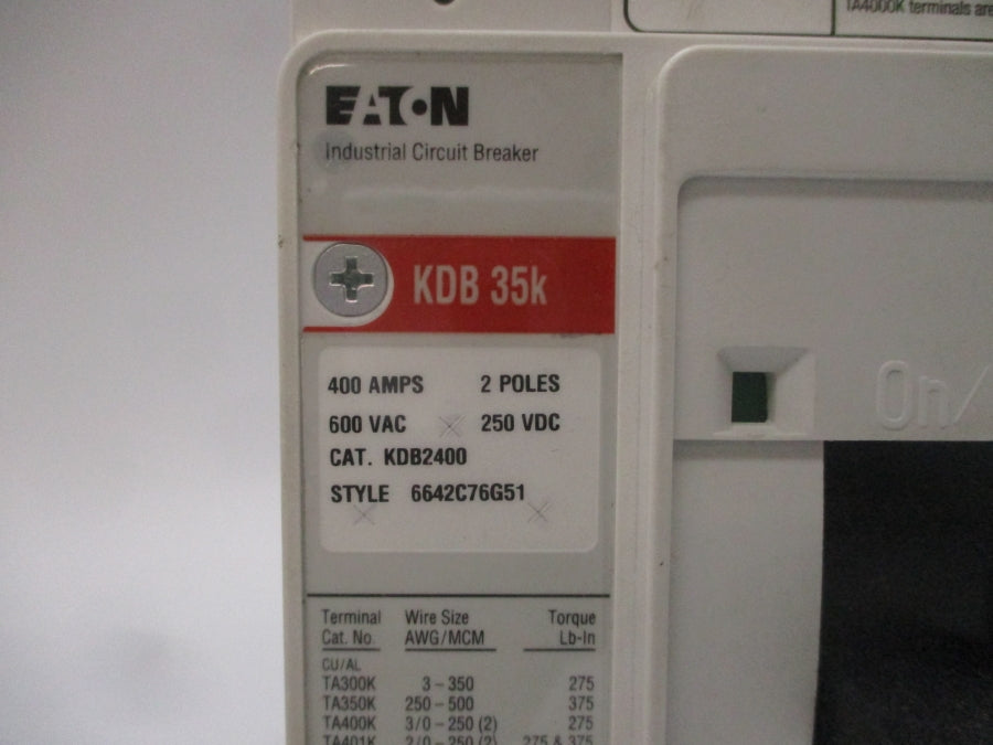 EATON KDB2400 6642C76G51 SER. C 600VAC 400A NSMP