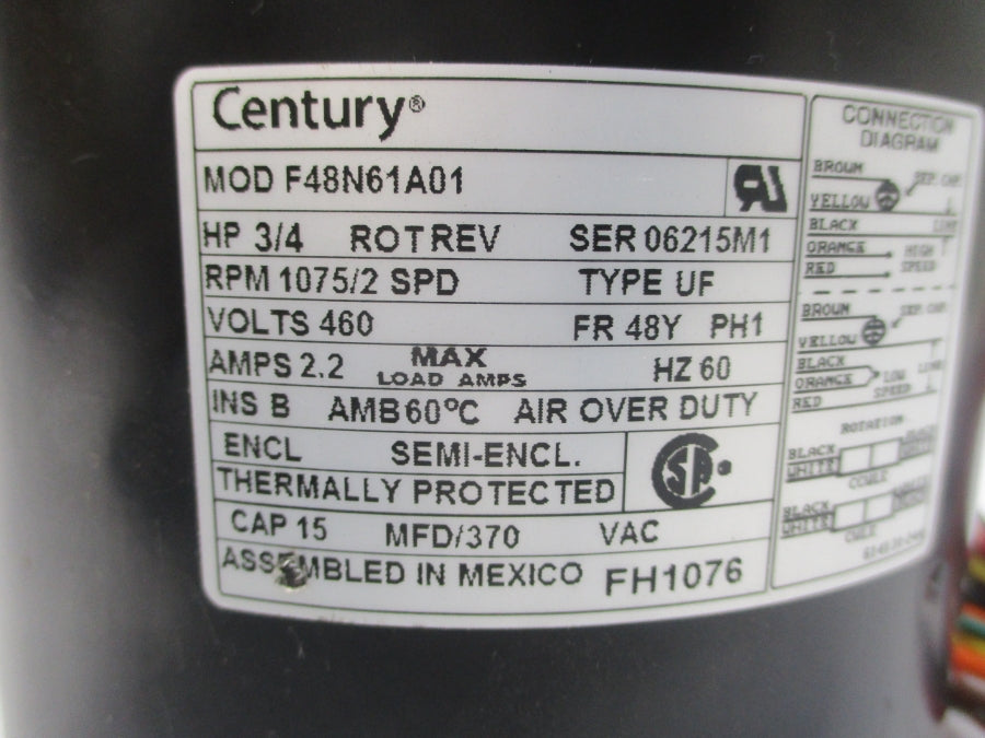 CENTURY F48N61A01 TYPE UF 460V 2.2A NSNP