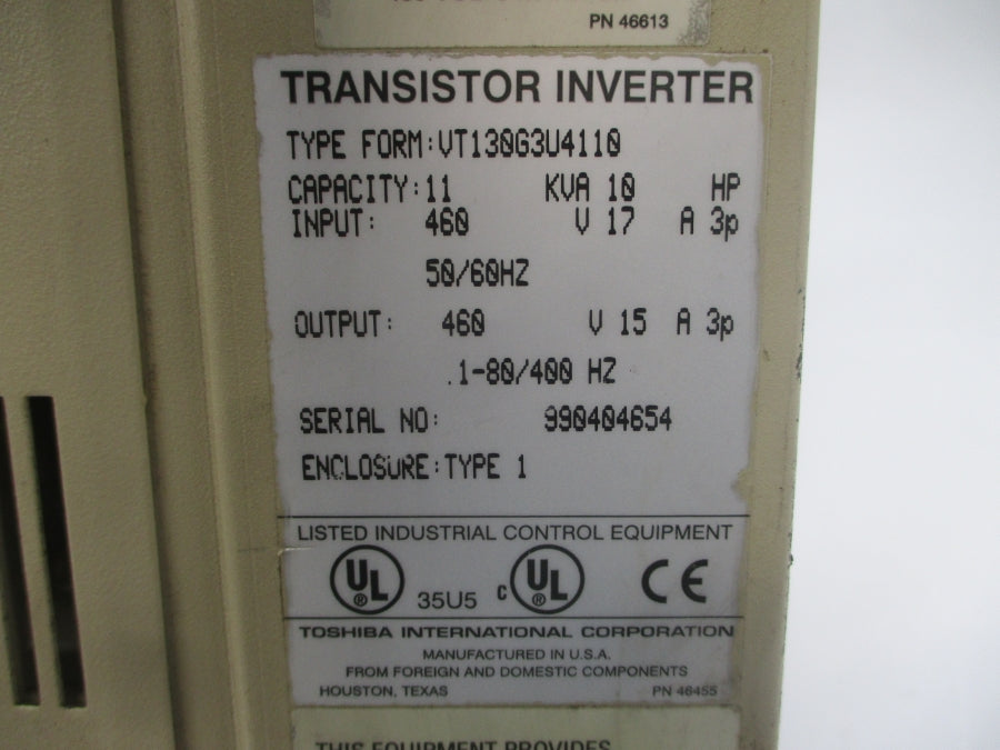 TOSHIBA VT130G3U4110 460V 17A UNMP