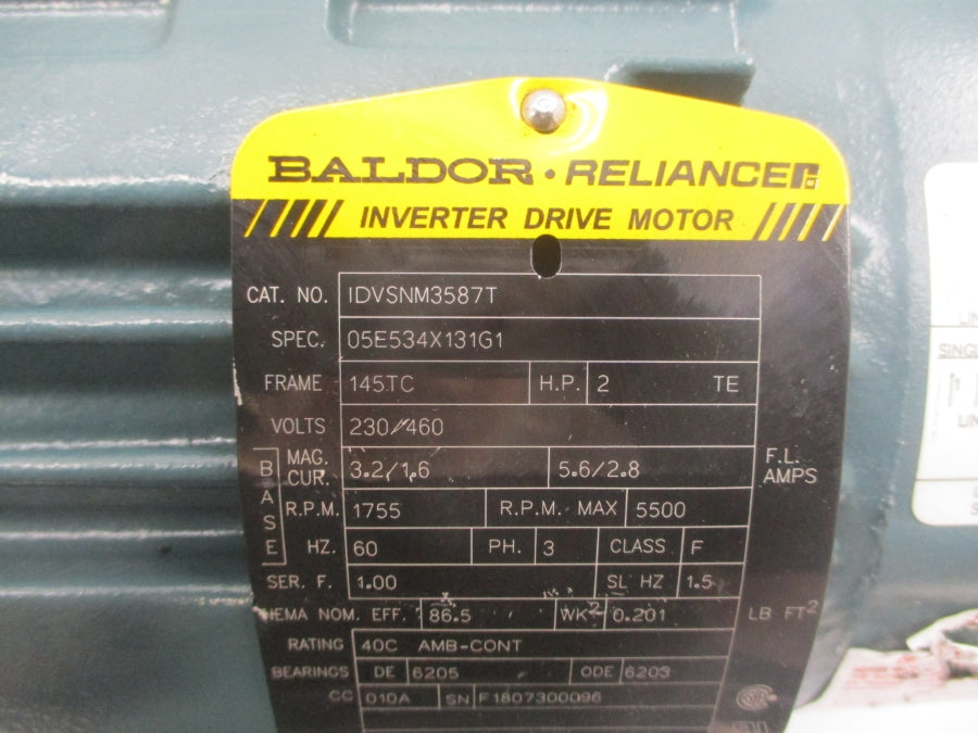 BALDOR IDVSNM3587T 05E534X131G1 230/460V 5.6/2.8A NSNP