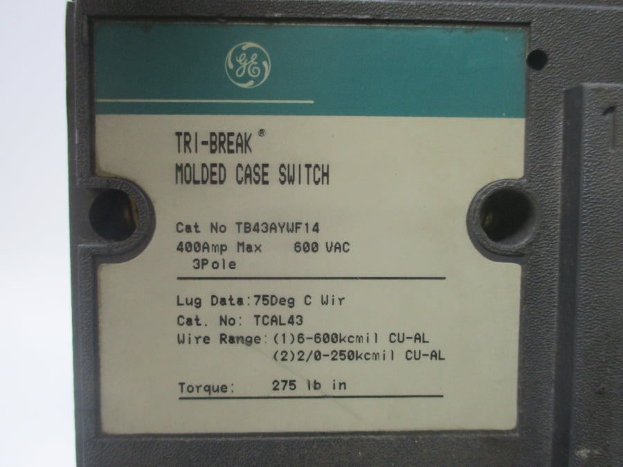 GENERAL ELECTRIC TB43AYWF14 600VAC 400A NSNP