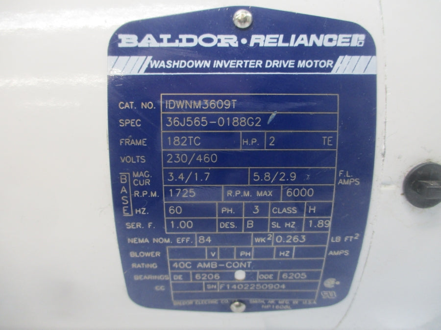 BALDOR IDWNM3609T 36J565-0188G2 230/460V 5.8/2.9A NSNP