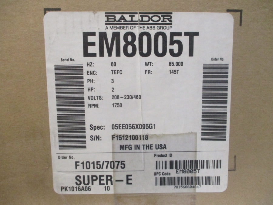 BALDOR EM8005T 05EE056X095G1 208-230/460V 5.8/2.9A NSMP