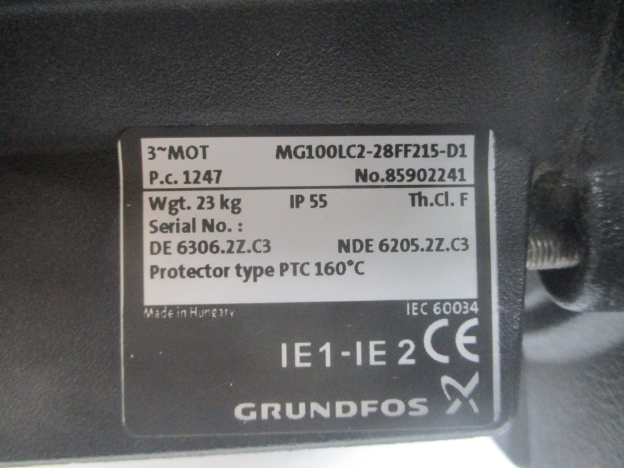 GRUNDFOS MG100LC2-28FF215-D1 200-230/346-400V 12.7-12.2/7.35-7.00A NSNP