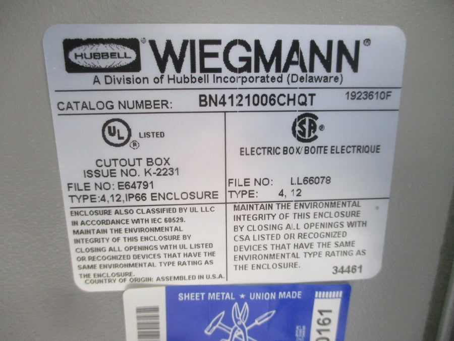 HUBBELL BN4121006CHQT NSNP